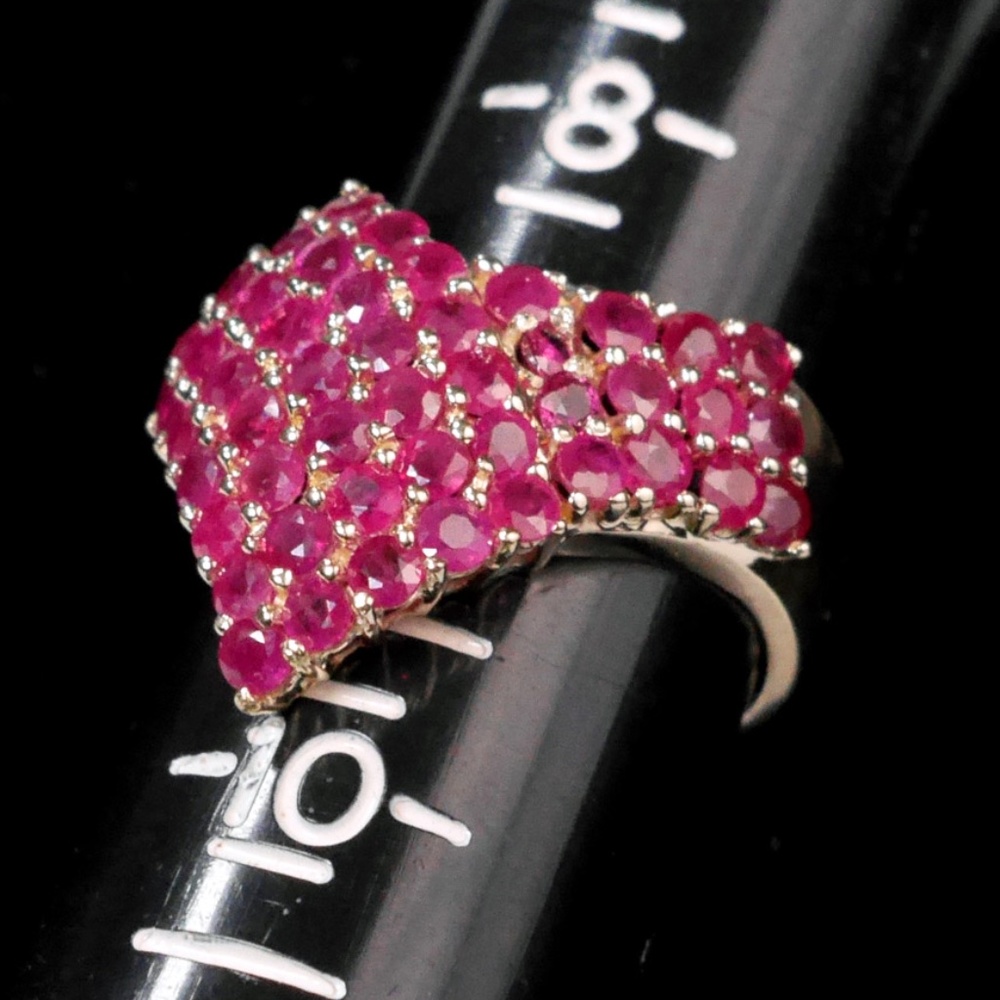14k Ruby Ring Chevron V Cluster Solid Yellow Gold - image 8